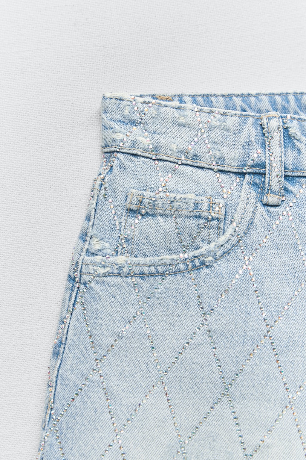 CURVED RHINESTONE SHORTS