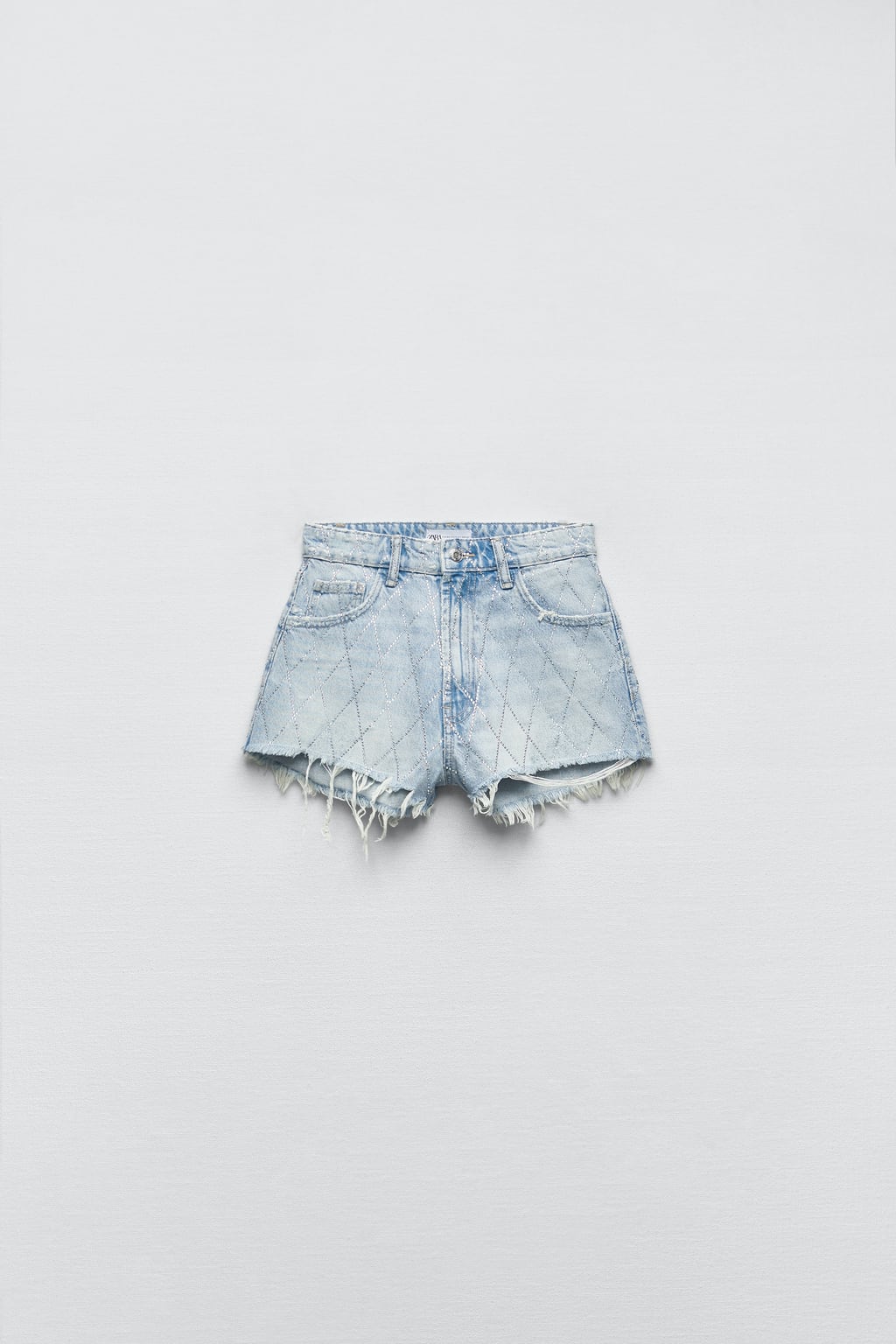 CURVED RHINESTONE SHORTS